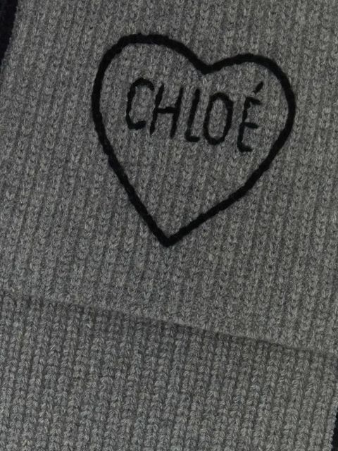 Chloé The Chloé Encoeur heart-detail scarf - Grey - zdjęcie produktu nr 2