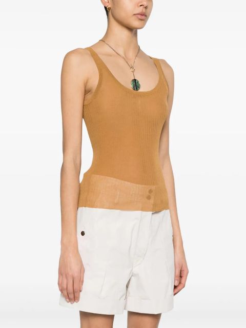 Max Mara semi-sheer fine-ribbed top - Brown