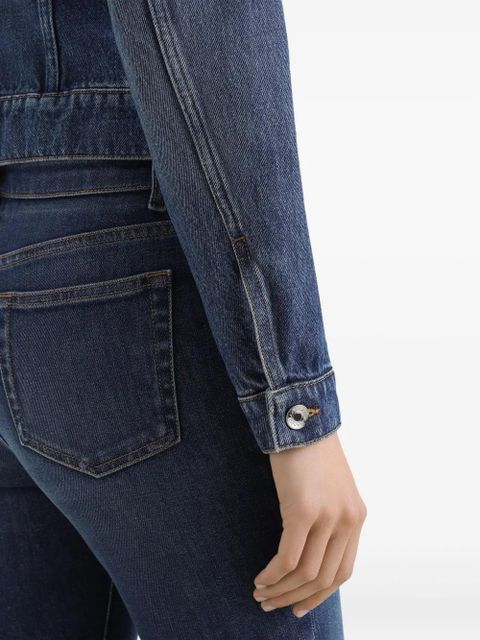Dolce & Gabbana brooch-embellished denim jacket - Blue