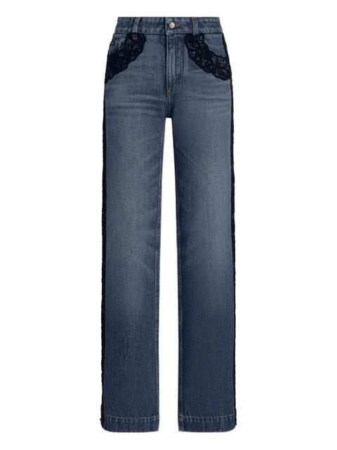 Dolce & Gabbana lace-embroidered jeans - Blue - zdjęcie produktu nr 1