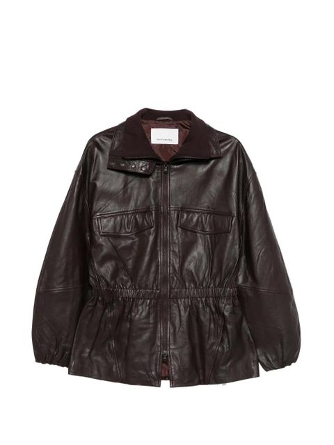 The Frankie Shop Carnaby Funnel neck leather jacket - Brown