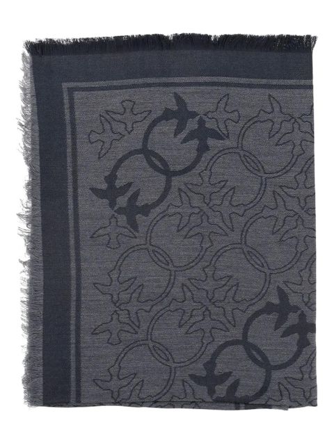 PINKO birds-pattern fringed-edges scarf - Black - zdjęcie produktu nr 1