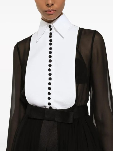 Dolce & Gabbana bib-collar silk-blend shirtdress - Black