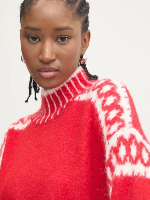 Answear.LAB sweter z wełną kolor czerwony z półgolfem