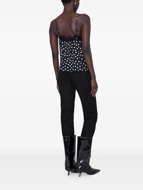 ANINE BING lace polka dot top - Black