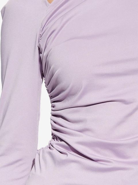 Victoria Beckham asymmetric-neck ruched top - Purple