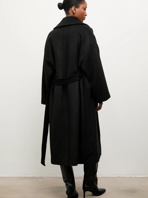 Answear.LAB płaszcz wełniany kolor czarny przejściowy dwurzędowy - zdjęcie produktu nr 2
