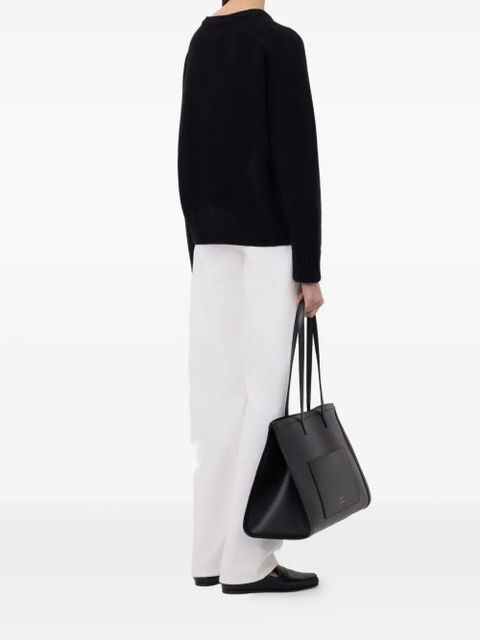 LouLou de Saison Aidar Lds ribbed crew-neck cardigan - Black