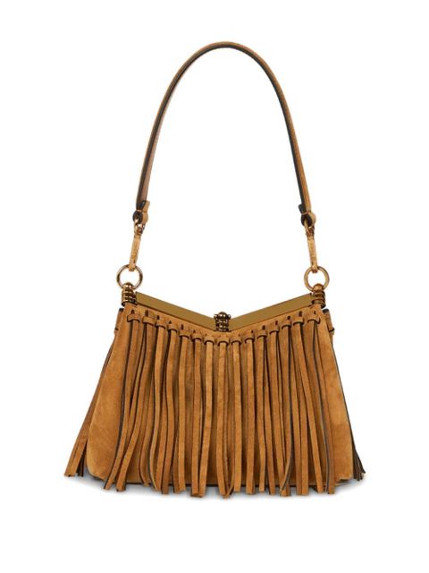ETRO small Vela fringing suede shoulder bag - Brown