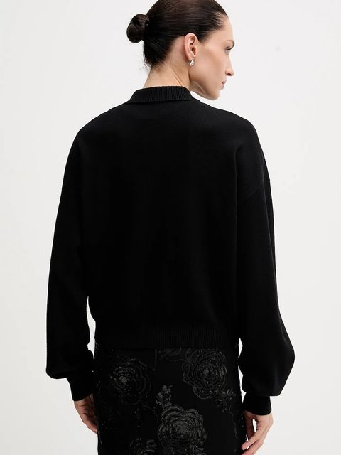 Rotate sweter z dodatkiem wełny kolor czarny lekki 115137100