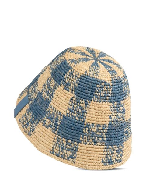 LOEWE checkered straw bucket hat - Neutrals - zdjęcie produktu nr 2