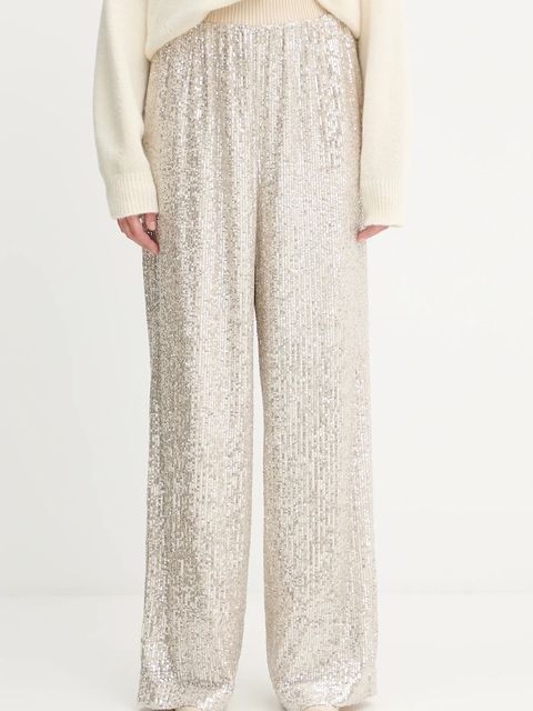 BOSS Orange spodnie damskie kolor beżowy szerokie high waist 50548327 - zdjęcie produktu nr 1