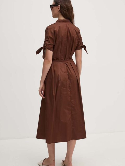 Sandro Ferrone sukienka bawełniana kolor brązowy midi rozkloszowana SFS31XBDSAVONAROLA