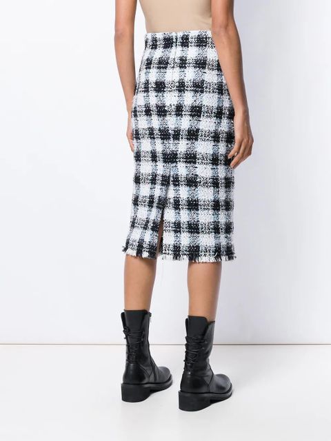 Alexander McQueen plaid tweed skirt - Black