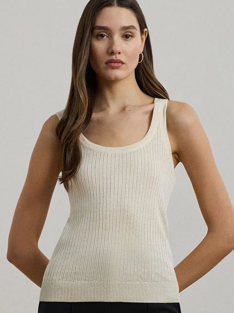 Lauren Ralph Lauren t-shirt bez rękawów kolor beżowy 200971352 - zdjęcie produktu nr 1