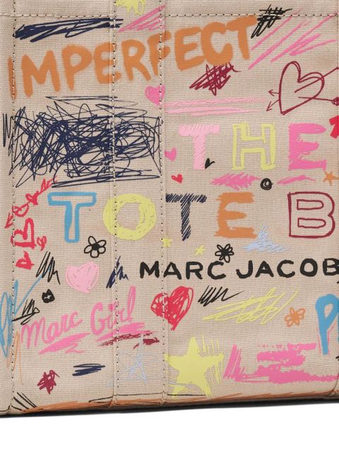 Marc Jacobs The Medium Punk Scribble Canvas tote bag - Neutrals