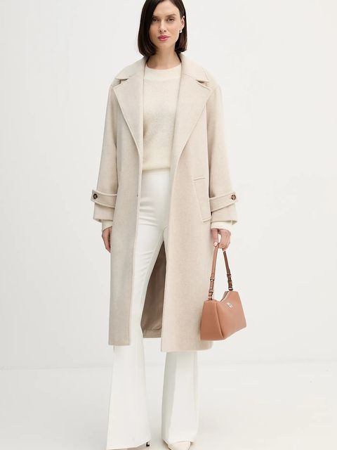 Pedro del Hierro płaszcz z dodatkiem wełny kolor beżowy 7522239 - zdjęcie produktu nr 2