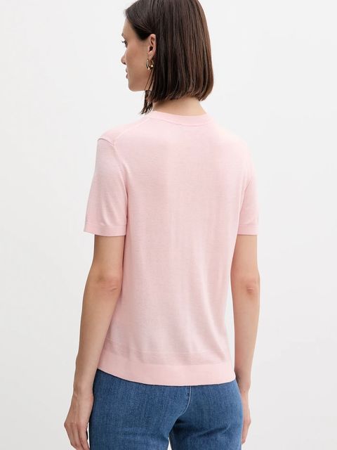 United Colors of Benetton t-shirt z jedwabiem damskie kolor różowy 1ZRED10BK