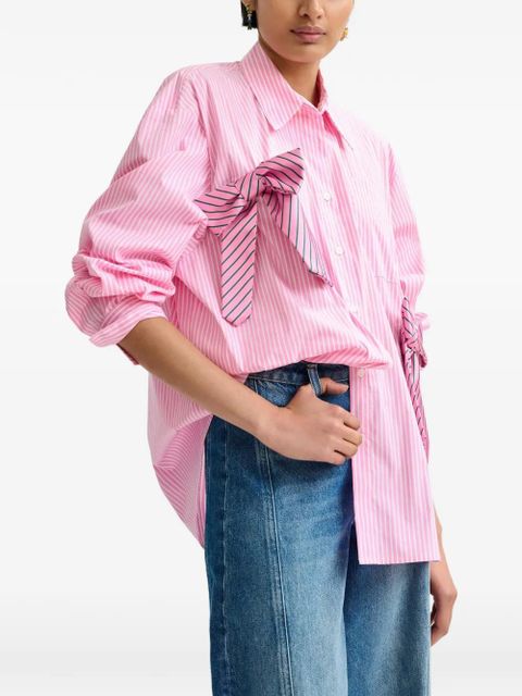 Essentiel Antwerp Jiwi striped bow-detail shirt - Pink