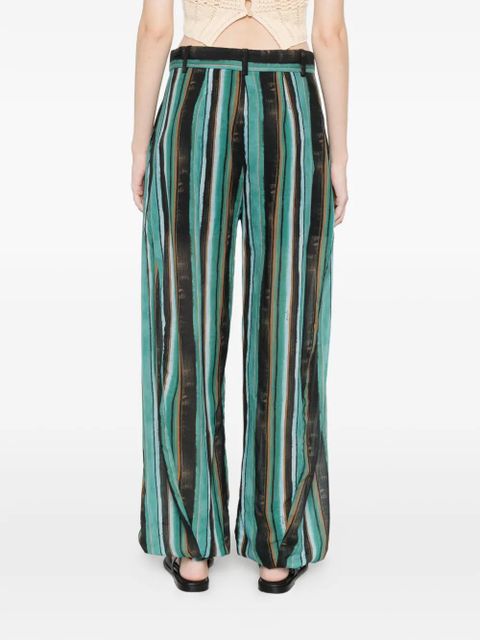 PINKO striped pleated straight trousers - Green