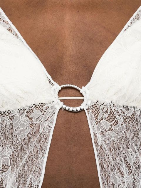 Oséree lace gem-embellished kaftan - White