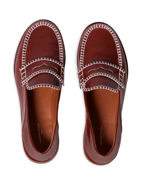 Claudie Pierlot stitch-detail leather loafers - Brown