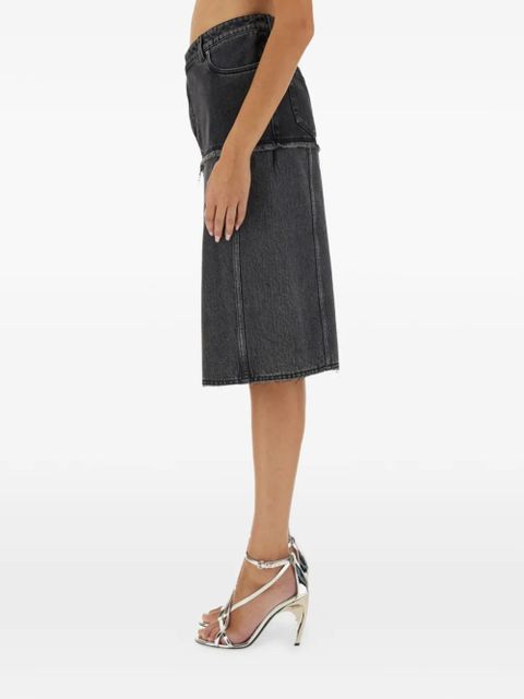 Alexander McQueen two-tone denim midi skirt - Black