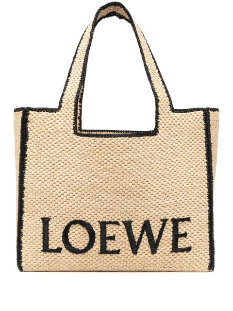 LOEWE logo-lettering raffia tote bag - Neutrals - zdjęcie produktu nr 1