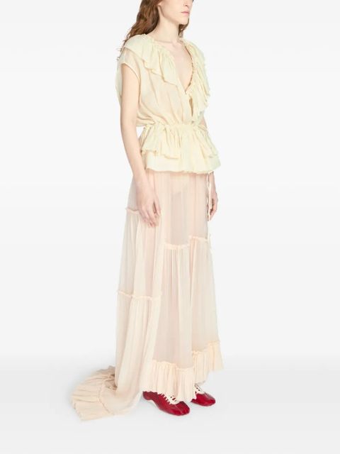 DRIES VAN NOTEN ruffled top - Neutrals