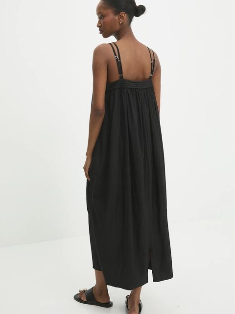 Answear.LAB sukienka kolor czarny midi prosta