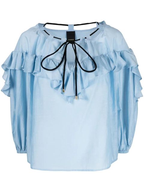 PINKO tied-neck ruffled blouse - Blue - zdjęcie produktu nr 1