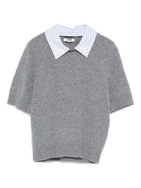 SANDRO striped-collar top - Grey - zdjęcie produktu nr 1
