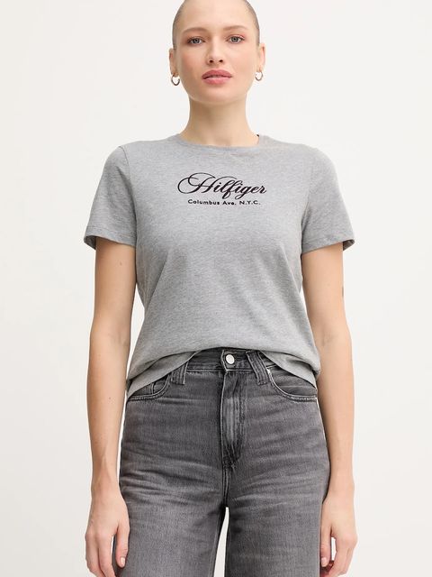 Tommy Hilfiger t-shirt bawełniany damski kolor szary WW0WW46120 - zdjęcie produktu nr 1