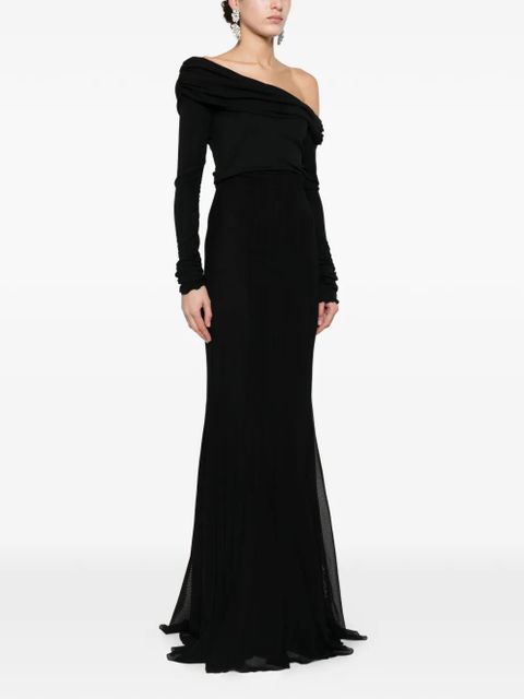 Blumarine off-shoulder long-sleeve maxi dress - Black - zdjęcie produktu nr 2
