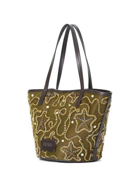 STAUD Caro bead-embellished tote bag - Green - zdjęcie produktu nr 2