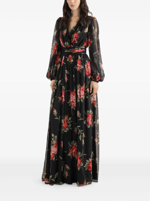 Dolce & Gabbana floral long-sleeve maxi dress - Black - zdjęcie produktu nr 2