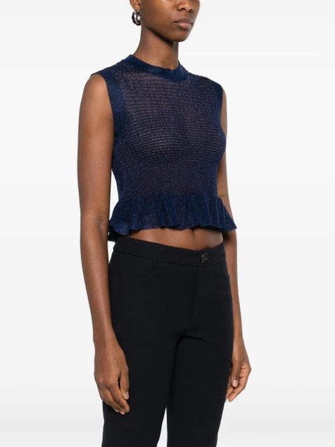 Cecilie Bahnsen ruffled knit top - Blue