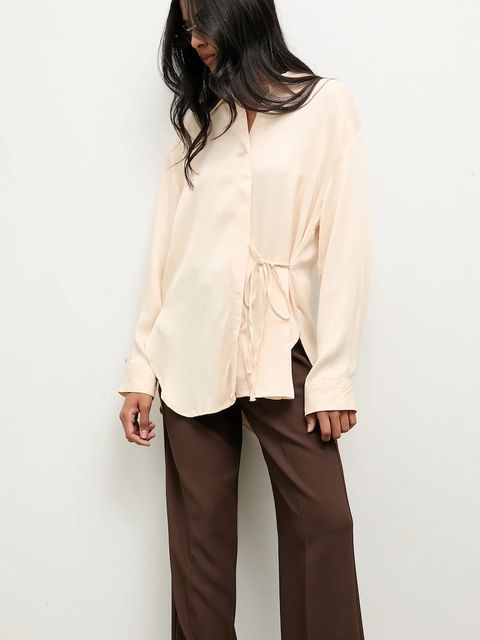 Answear.LAB koszula damska kolor beżowy relaxed z kołnierzykiem klasycznym