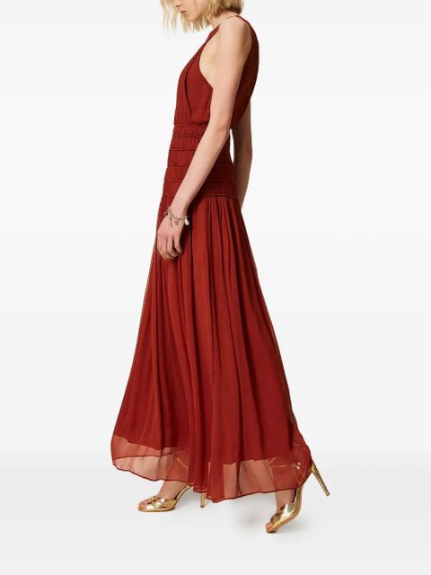 TWINSET pleated long dress - Brown
