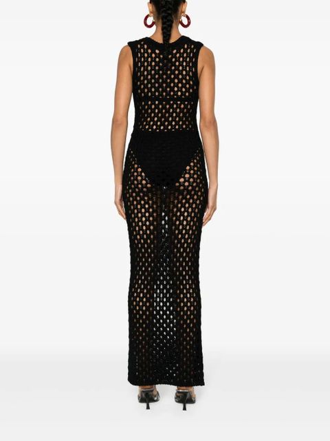 Blumarine crochet cotton long dress - Black