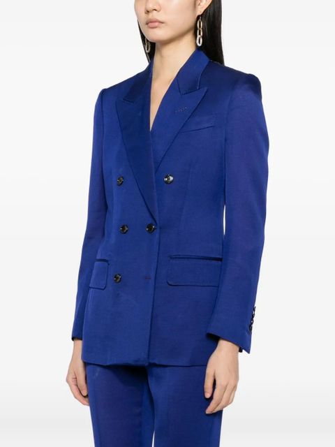 TOM FORD twill double-breasted blazer - Blue