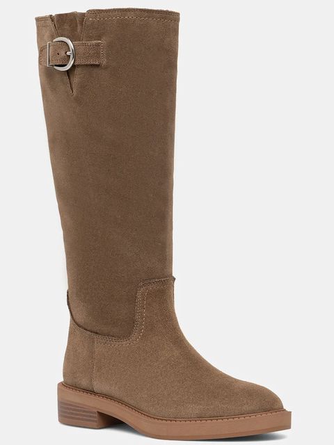 Steve Madden kozaki zamszowe La Rue damskie kolor beżowy na płaskim obcasie 11004871 - zdjęcie produktu nr 1