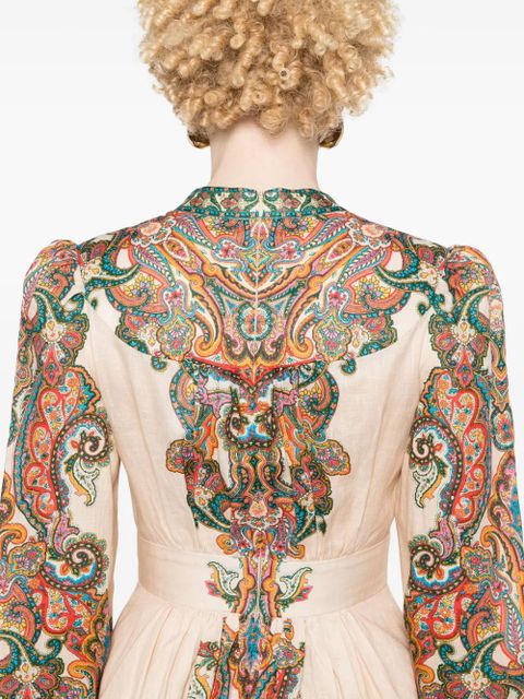 ZIMMERMANN Ottie Plunge linen mini dress - Neutrals