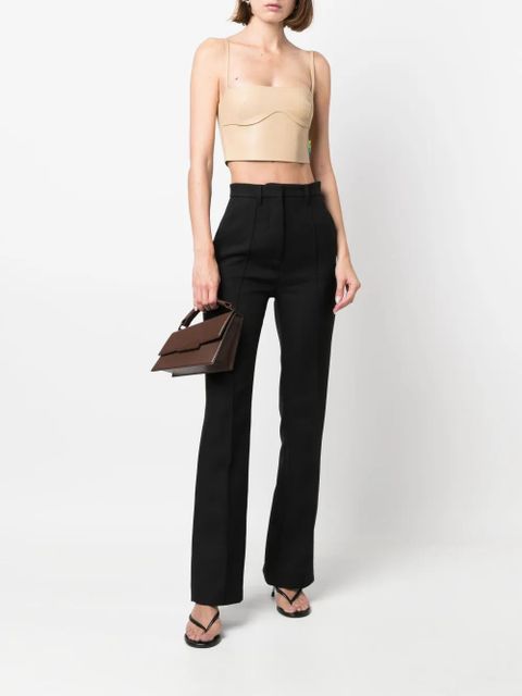 Off-White cropped leather bustier top - Neutrals