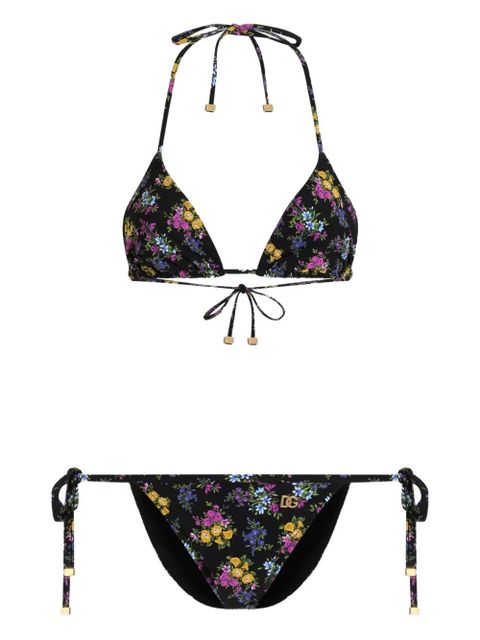 Dolce & Gabbana floral-print triangle bikini set - Black - zdjęcie produktu nr 1