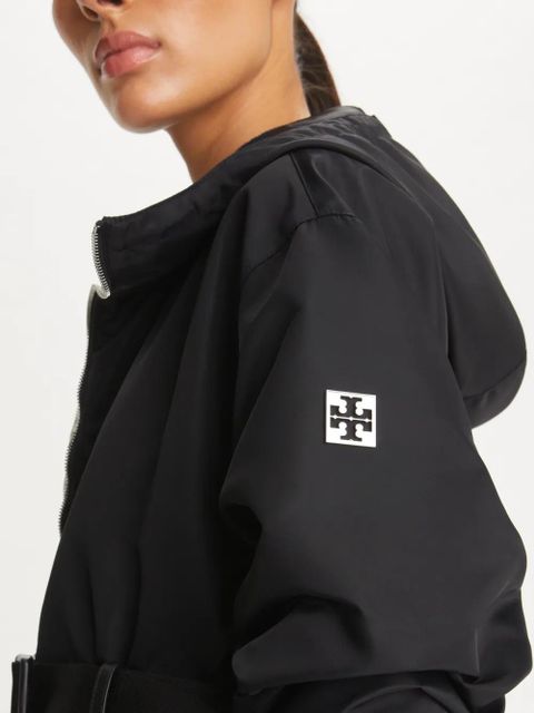 Tory Burch logo-appliqué hooded jacket - Black