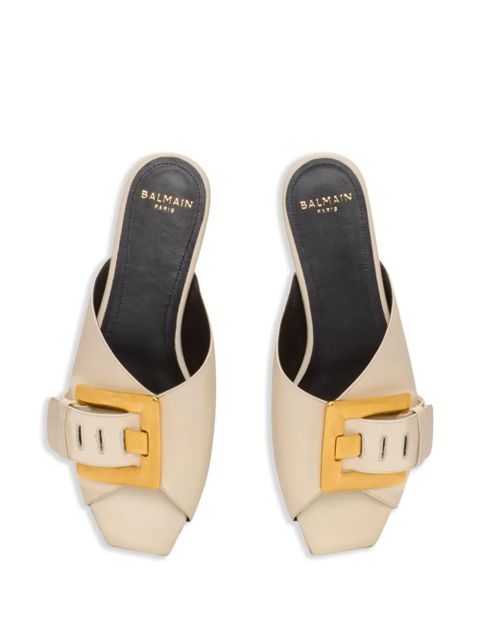 Balmain Anthem flat leather sandals - Neutrals