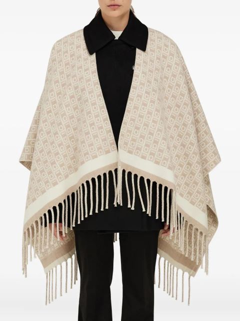 Ferragamo Gancini-pattern fringed cape - Neutrals - zdjęcie produktu nr 1
