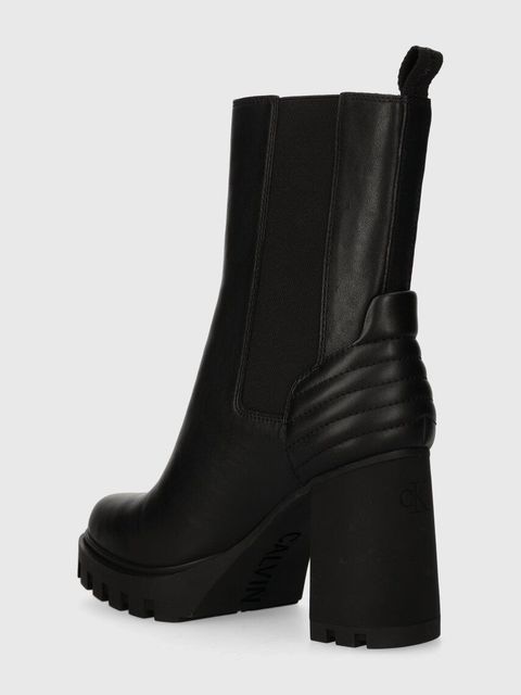 Calvin Klein Jeans botki PLATFORM CHELSEA BOOT LTH WN damskie kolor czarny na słupku lekko ocieplone YW0YW01140