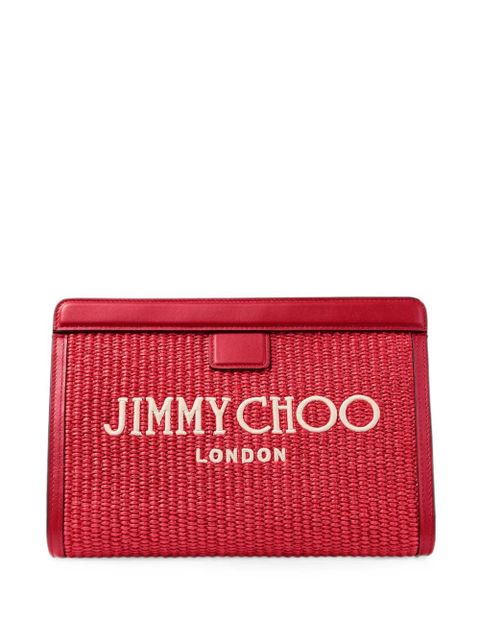 Jimmy Choo Avenue London raffia clutch bag - Red - zdjęcie produktu nr 1